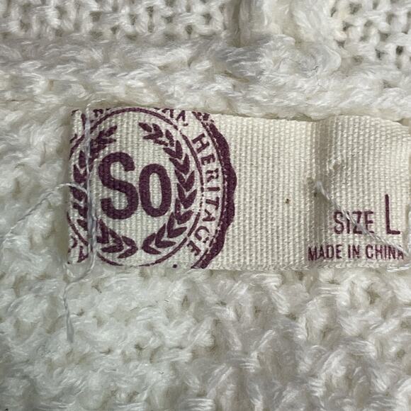 SO Womens L Pullover Hoodie V-neck Waffle Knit Cream Multi Stripes Classiccore - Picture 6 of 8